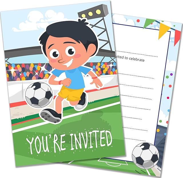 Olivia Samuel 20 x Kids Football Party Invites from A6 Double Sided Cards with Envelopes