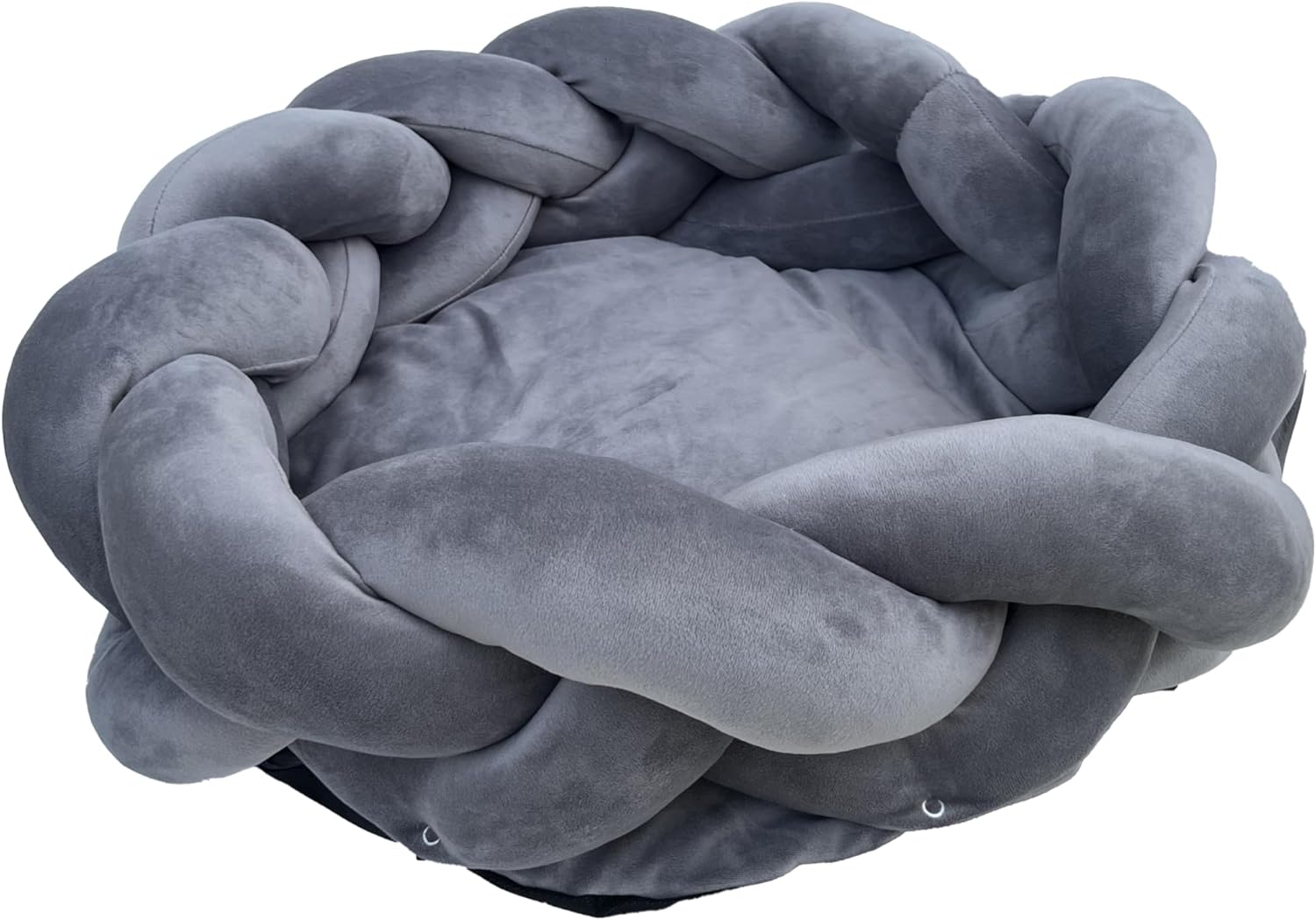 Cozy Bed for Dogs, Cats, and Pets with Braided Crib Bumper (60 cm /24 inch) - Soft Plush Pet Bed with Raised Rim for Extra Comfort & Support - Perfect Sleeping Cushion for Small to Medium Pets