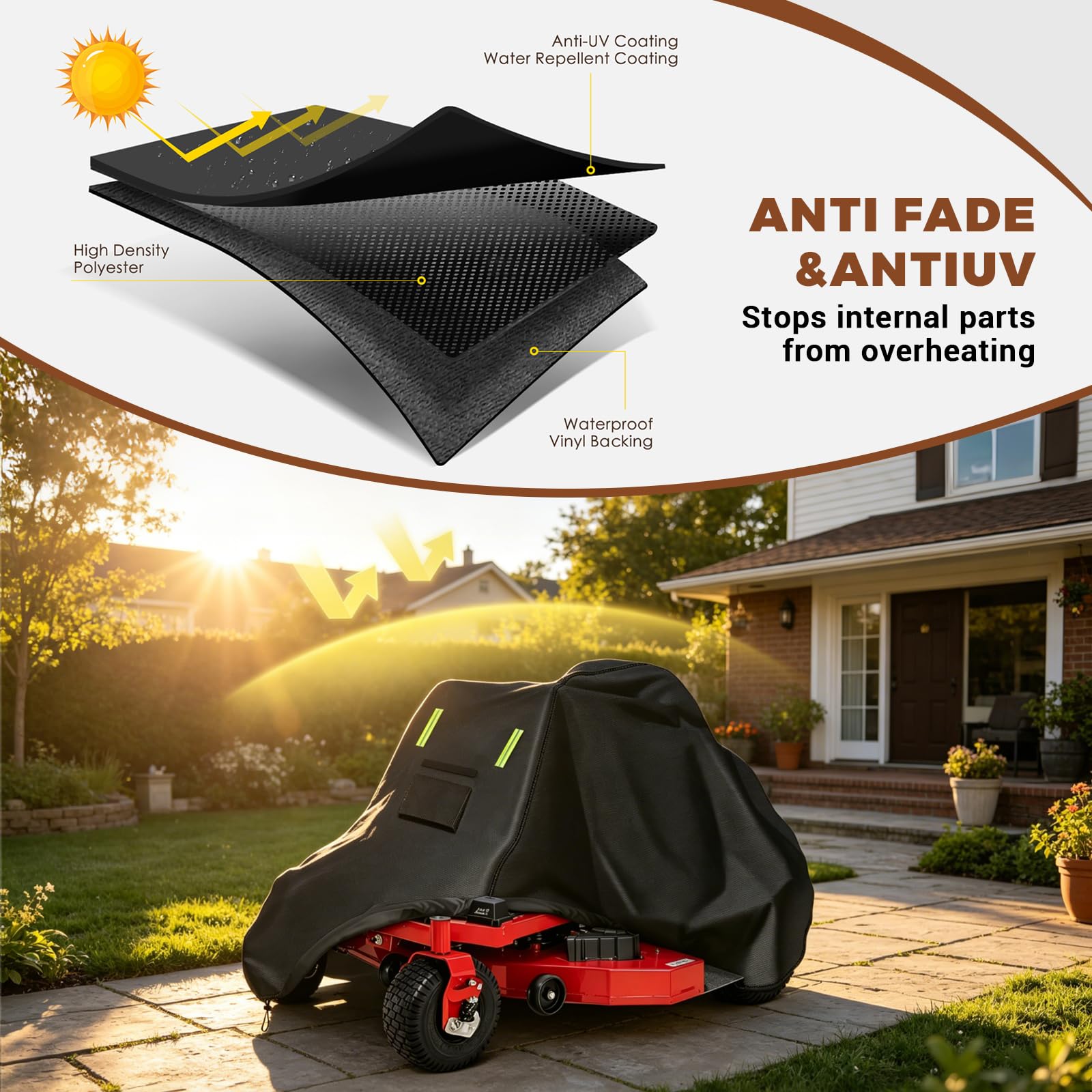 Funda de Cortacésped,tela para tractor de jardín impermeable resistente a la intemperie 600D Oxford resistente, 250 x 110 x 110 cm