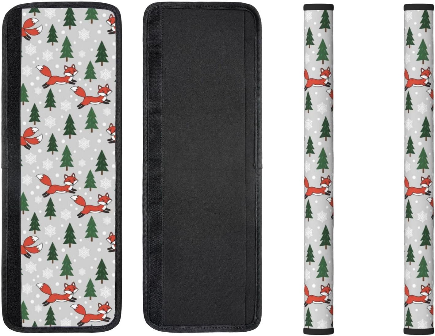 Christmas Refrigerator Handle Covers Red Foxes Pine Tree Snowflakes Fridge Handle Covers Set of 2 Refrigerator Door Handle Covers for Kitchen Decor Door Handle Covers for Oven Dishwasher