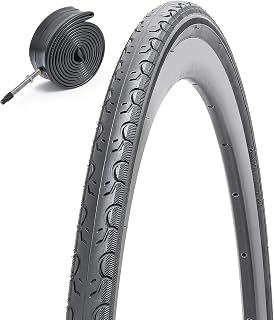 700x28C (28-622) Bike Tire 700C Bicycle tire and 700x25/32 FV60mm Presta Valve Bike Tube Suitable for 700x27C 700 x 28C 700x29C Road/City Folding Replacement Bike Tire (Single)