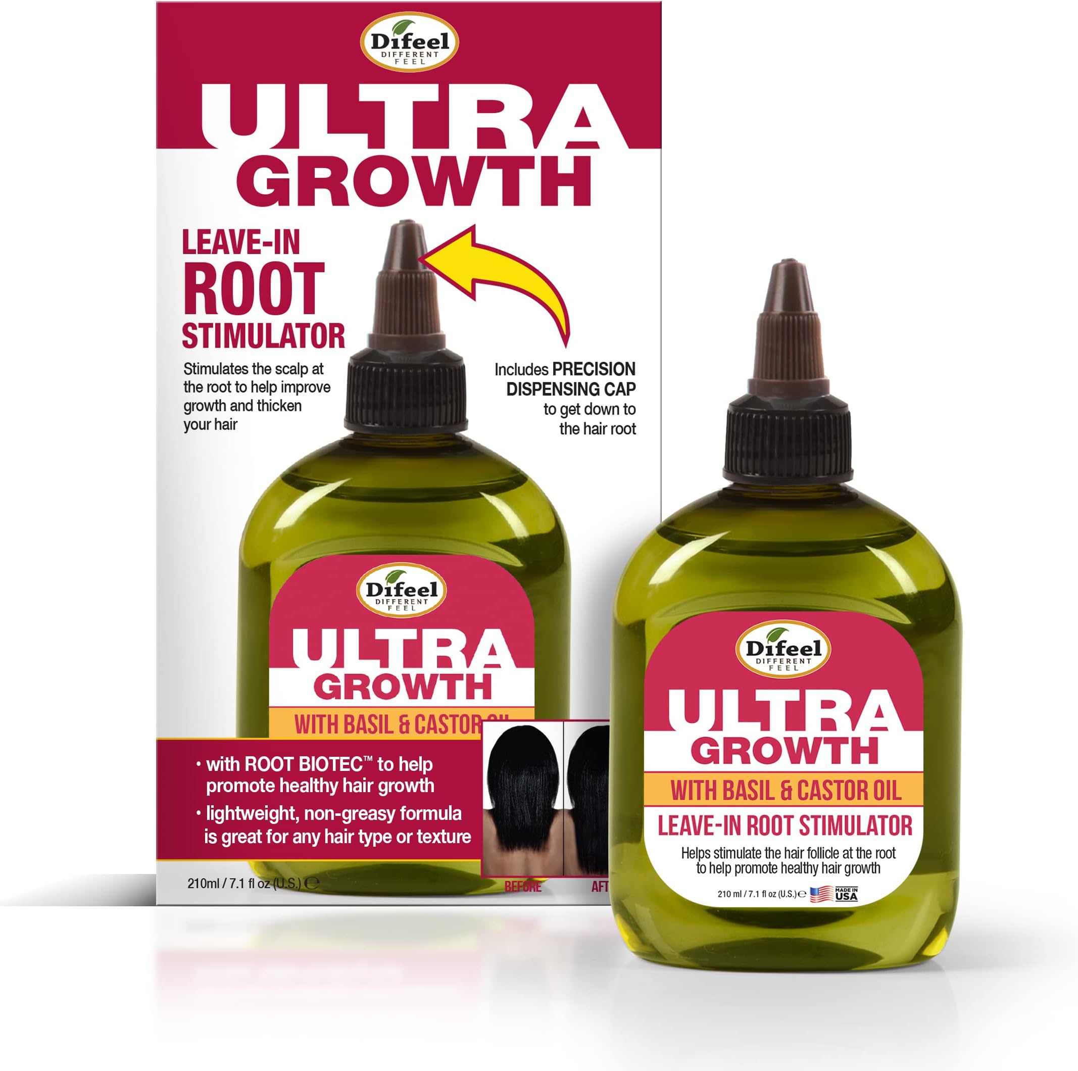 Difeel Ultra Hair Growth Oil Infused with Basil and Castor Oil 7.1 ounce