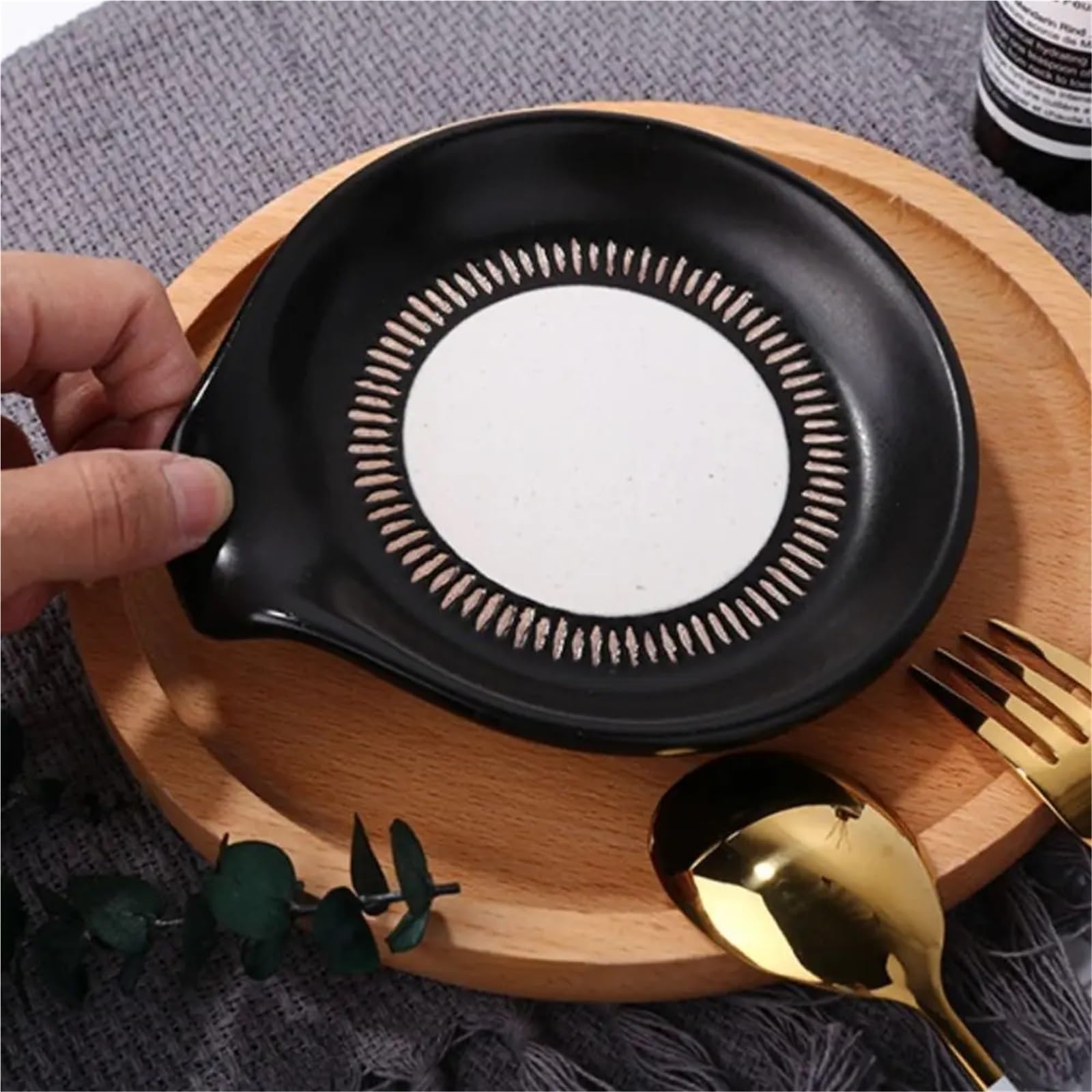 Reposacucharas Soportes de cerámica for cucharas, Utensilios de Cocina Redondos de cerámica, Soporte for cucharones, encimera de Cocina, 2 uds.