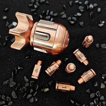 Roulette Dice Spinner for DND Dice Set, 7 Metallic Polyhedral D&D Dice with Gift Case for DND Game, RPG Role Playing Table Game Gifts (Copper)
