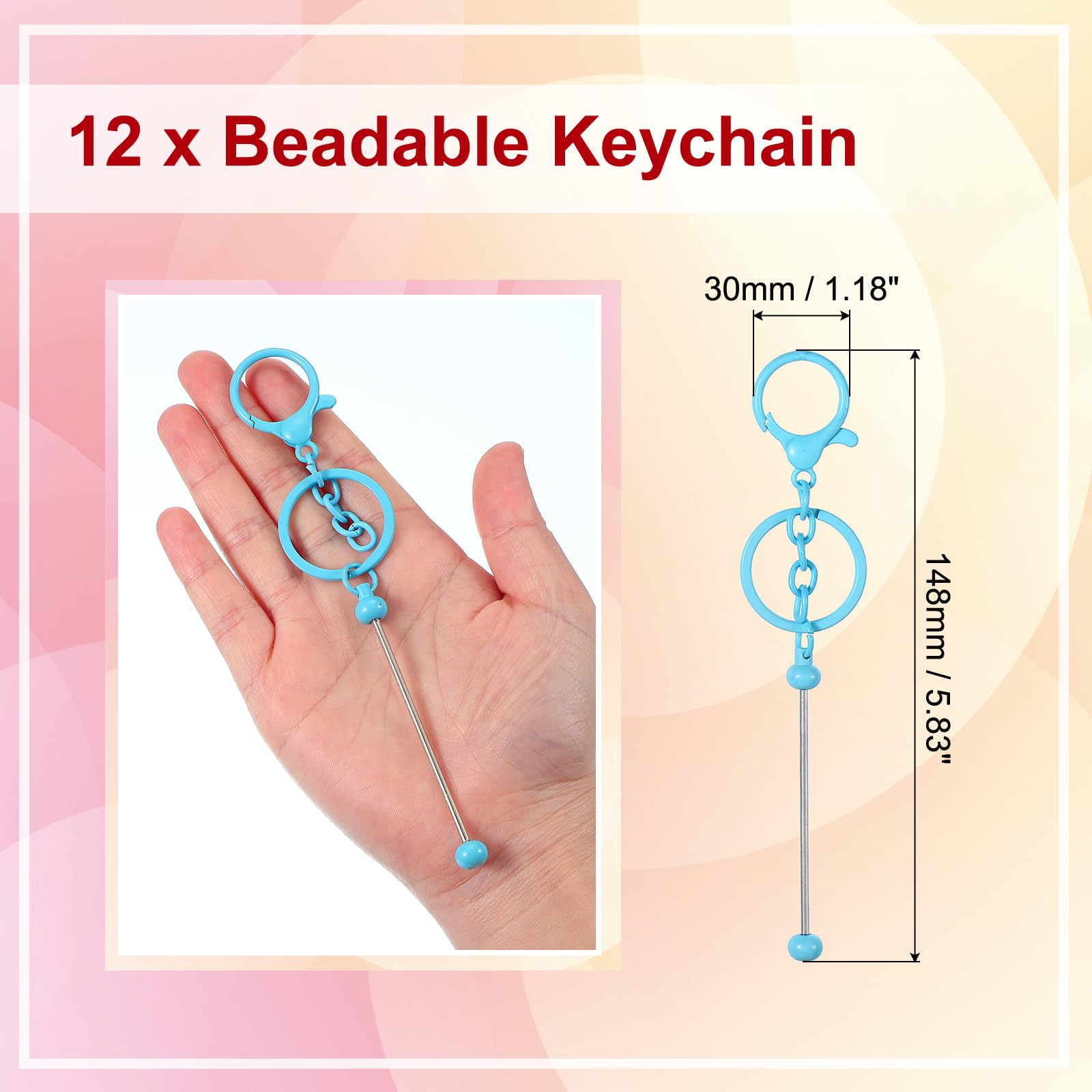 PATIKIL 12 Pcs Beadable Keychains Bars - Image 2