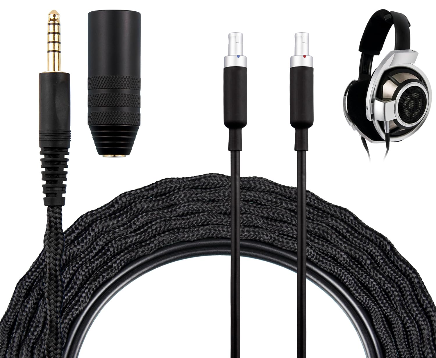 SOULWIT Headphone Cable for Sennheiser HD800/HD800S/HD820, Nylon Braided Balanced Audio Cable Replacement, 6N OCC + Silver-Plated OCC, 3 m/10 ft, 4.4 mm Plug & XLR Connector