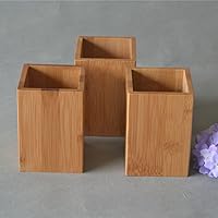 Vista 3 de Soporte de bambú para bolígrafos y lápices de escritorio, multiusos, organizador de escritorio, taza para lápices y bolígrafos