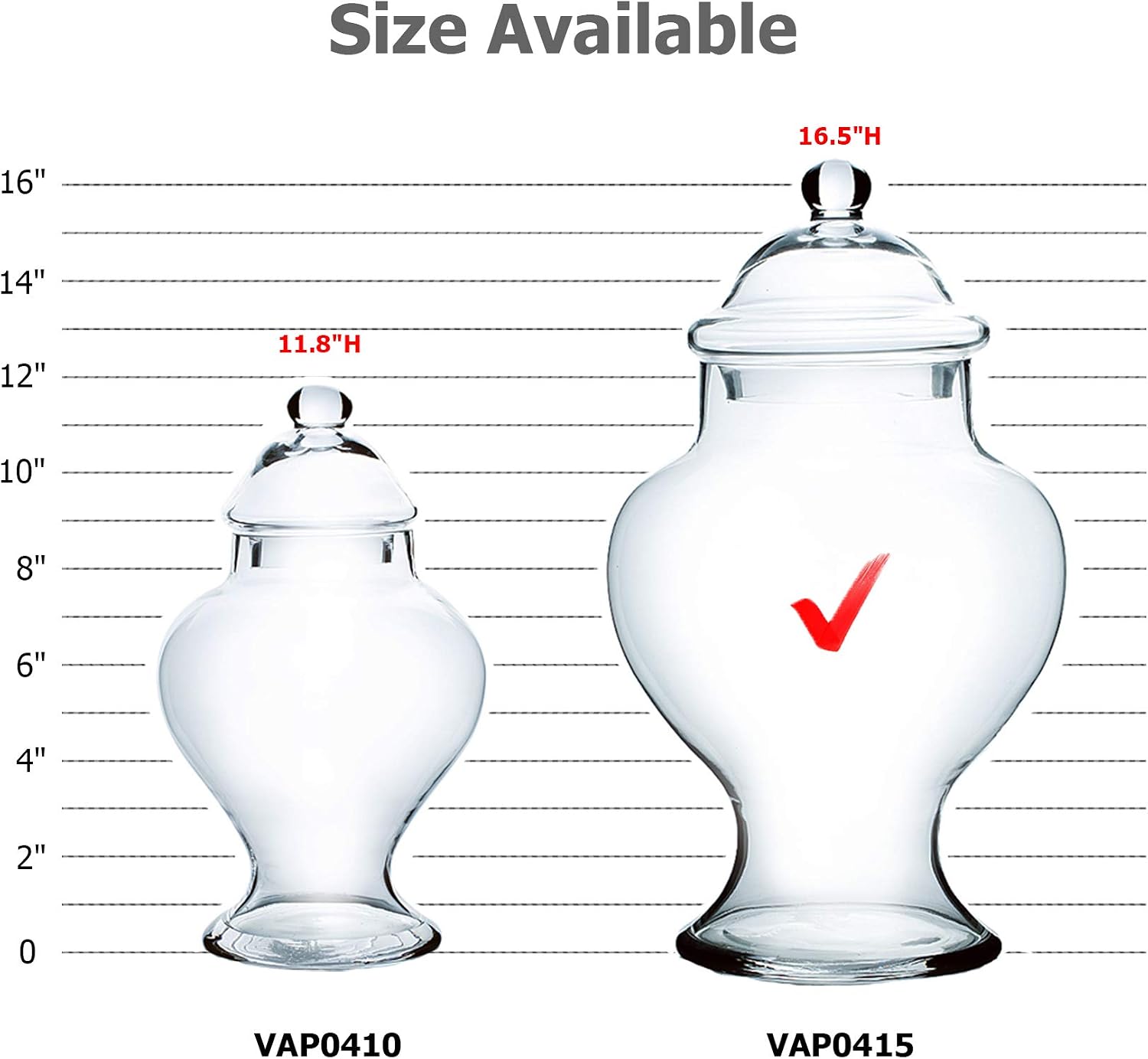 WGVI WGV Apothecary Jar, Width 9", Height 16.5", Clear Urn Round Glass Storage Container Fruit Food Cake Candy Liquid Jar with Lid for Wedding Party Ceremony Banquet Event Office Home Decor 1 Piece