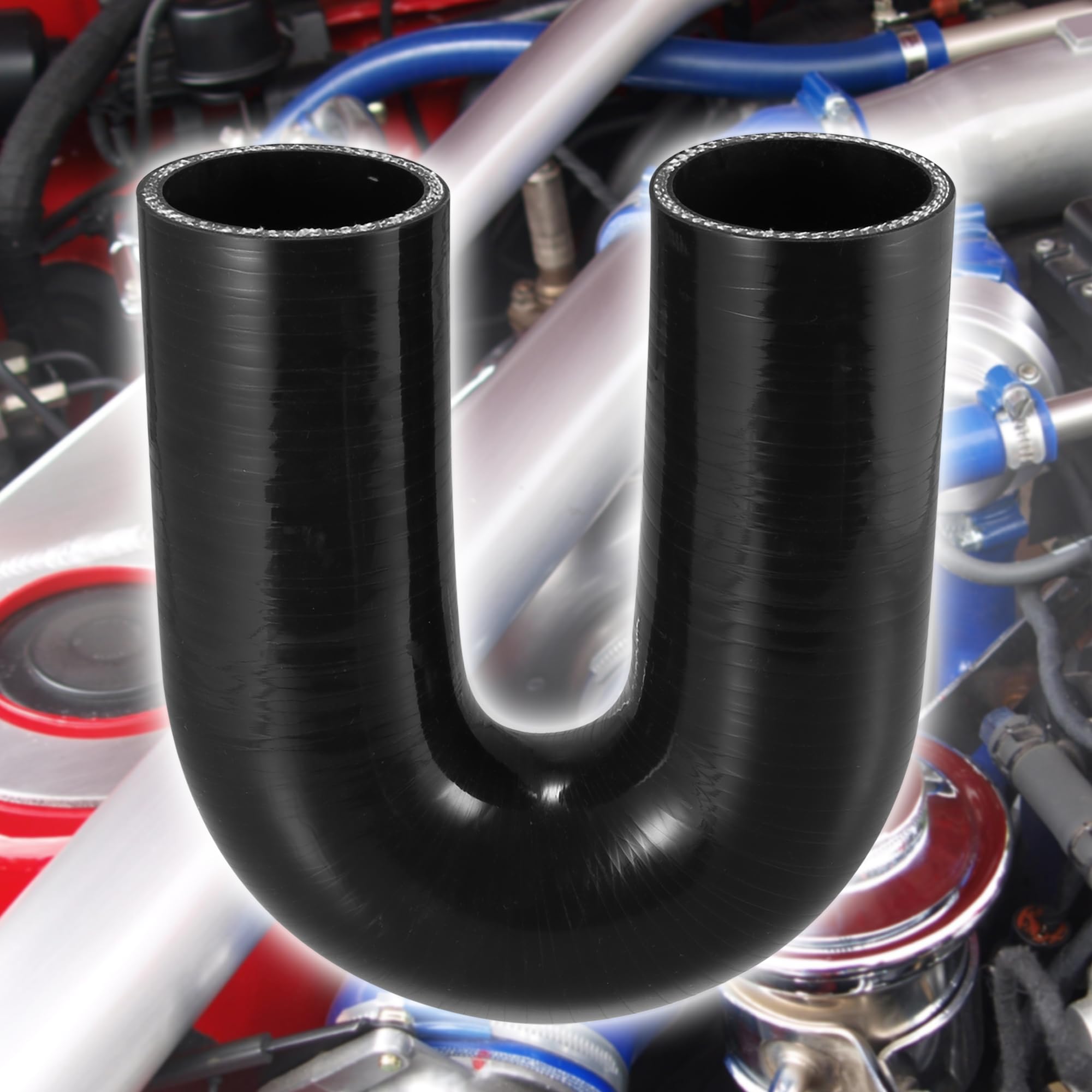X AUTOHAUX 51mm 2" ID 180 Degré Silicone Voiture Réducteur Tuyau Coupleur Tube Noir