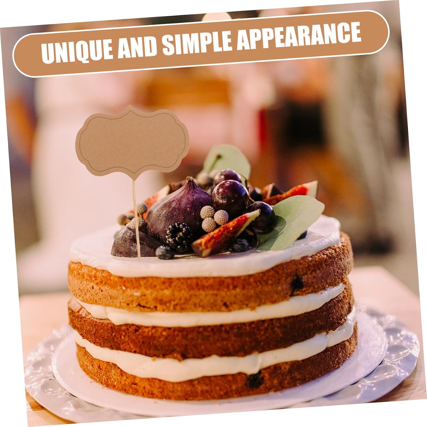 24pcs Chalkboard Paper Wood Cupcake Toppers for Buffet Labels