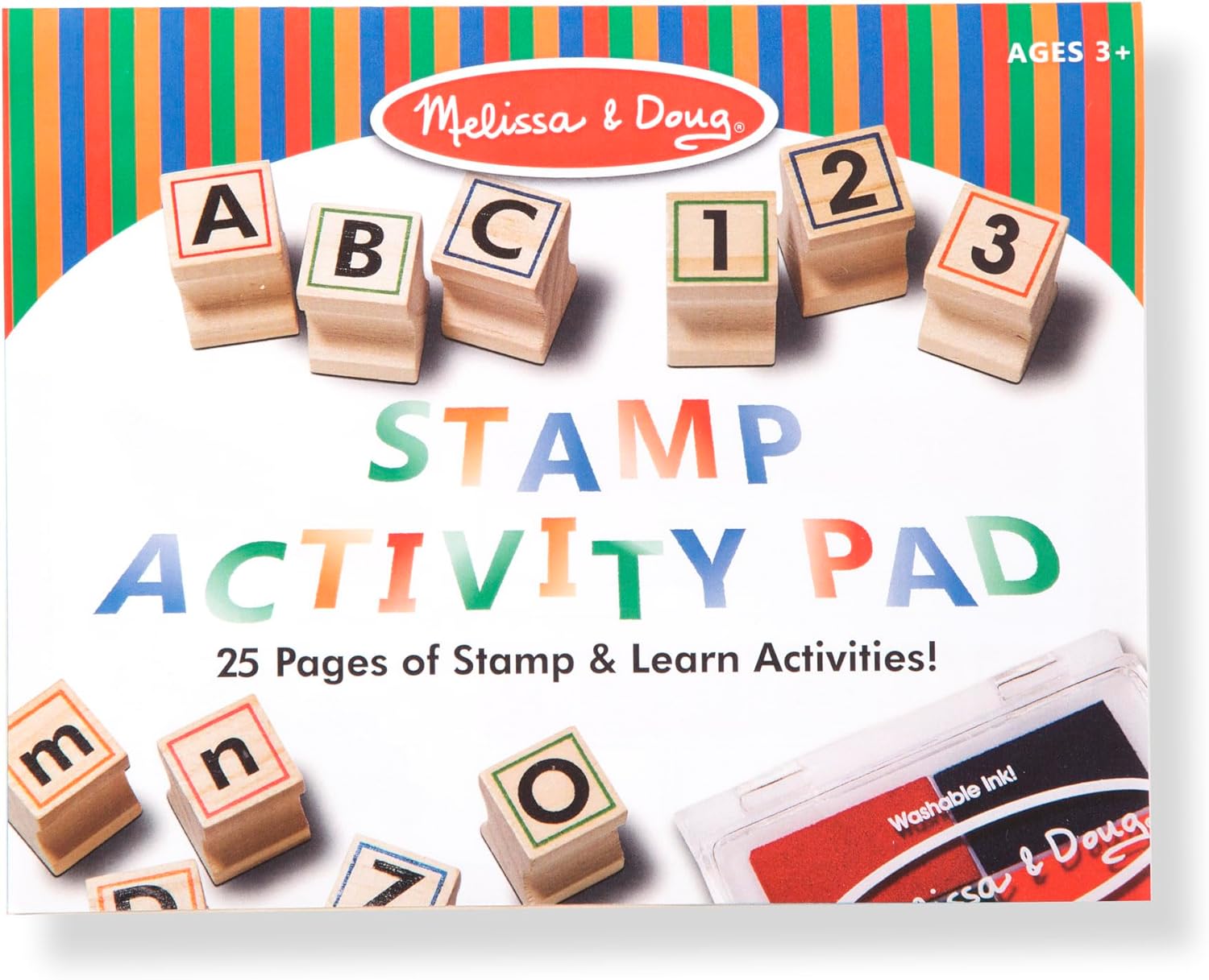 Melissa & Doug Deluxe Wooden Toy Stamp Set ABCs 123s Arts and Crafts Stamp Sets and Stencils 3+ Gift for Boy or Girl