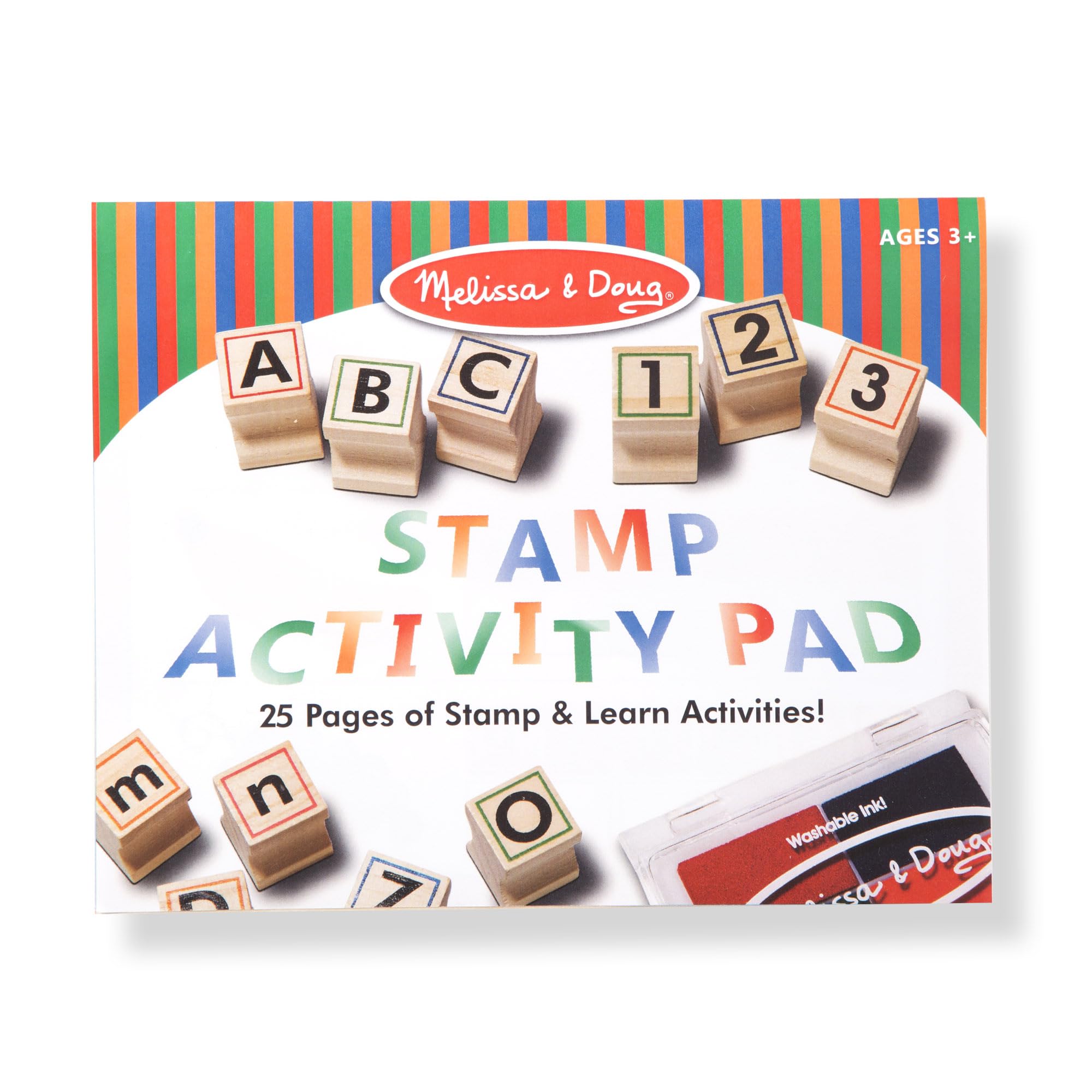Melissa & Doug - Zahlen und Buchstaben Stempelset mit 71 Holzstempeln, Stempelkissen und Übungsblock, Für Kinder ab 4 Jahren