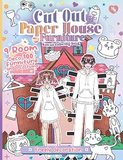 Cut out Paper House and Furniture Coloring Book: Room and Decoration Furniture: Freely decoration: House Paper Dolls: Activity Craft and Coloring Book ... Illustration : Anime Japanese Shoujo style