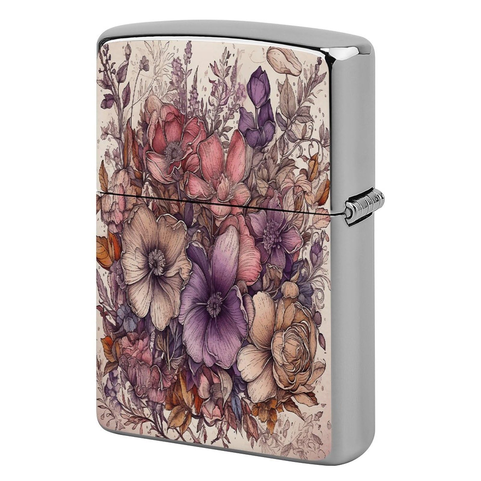 Fodpand Style Floral Design Pattern Metal Lighter Case Cover Lighter Sleeve