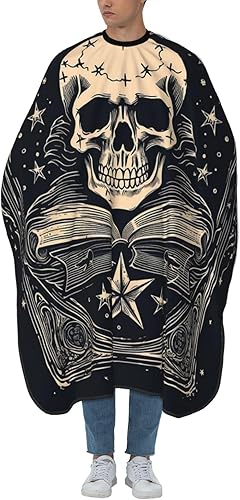 Skull Magic books Witches Tarot Vintage Barber Cape for Men Professional Hairdressing Cutting Salon Cape Hair Styling Cape