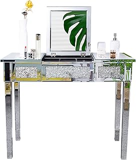 12 Corner Vanity Ideas Bedroom for Compact Stylish Grooming 24 VINGLI Silver Mirrored Vanity Desk, Glass Vanity w/Drawers and Flip Mirr...