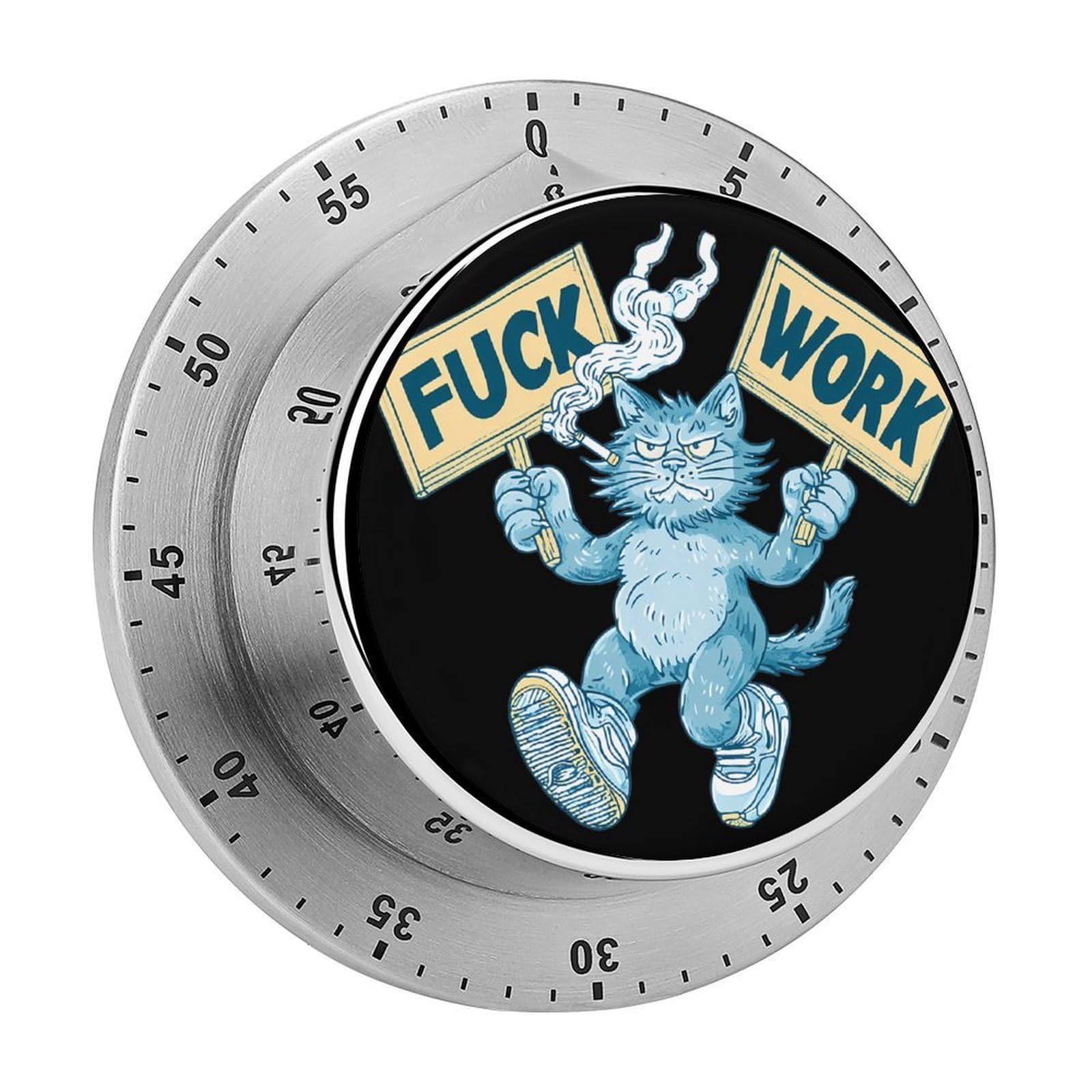 Cat FCK Work Mechanical Timer with Alarm for Kitchen Cooking Productivity Stainless Steel Timers