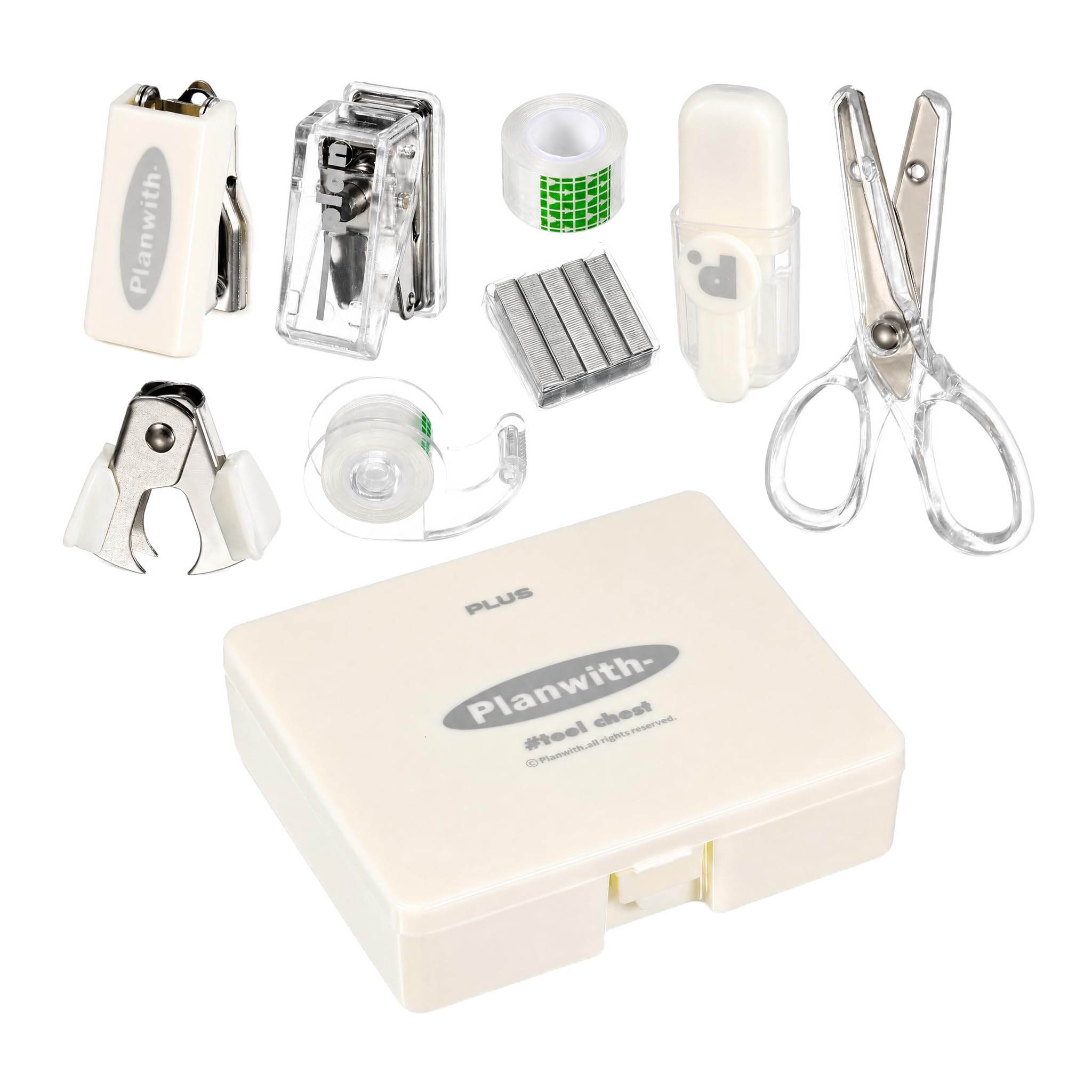 8pcs Office Supplies Set, Mini Stationery Set with Portable Storage Box