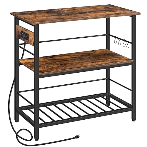 HOOBRO Kitchen Island with Storage, Kitchen Island Table with Power