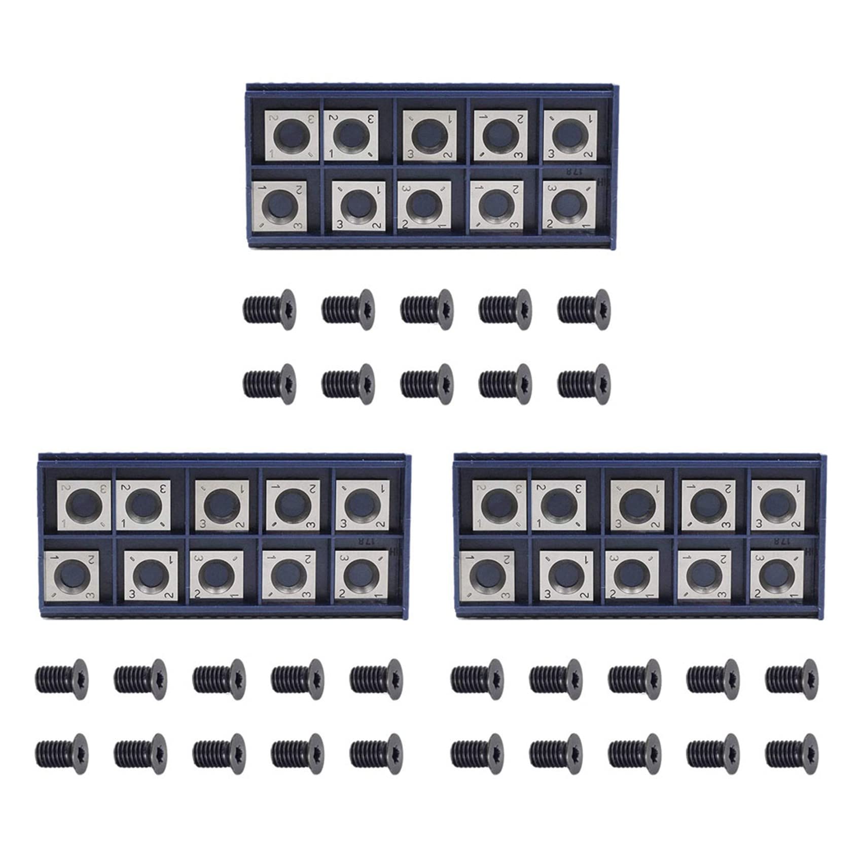 Jnchdghwa Silver 30Pcs 14Mm Square Straight Carbide Cutter Insert With 10Pcs M610mm Screws For Wood Working Spiral