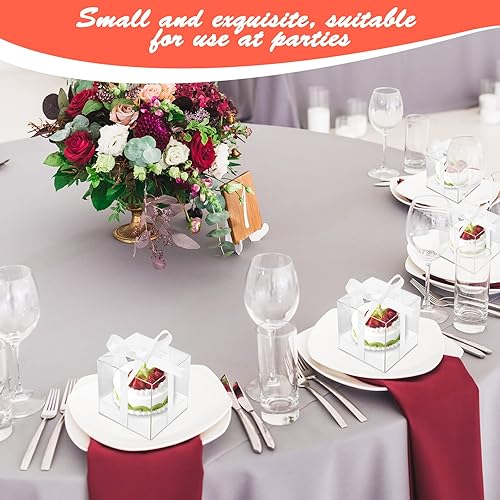 Miniatura 4 de Paquete de 12 cajas de plástico transparente para cupcakes, contenedores individuales dorados de 3.5 pulgadas, desechables individuales para tartas,