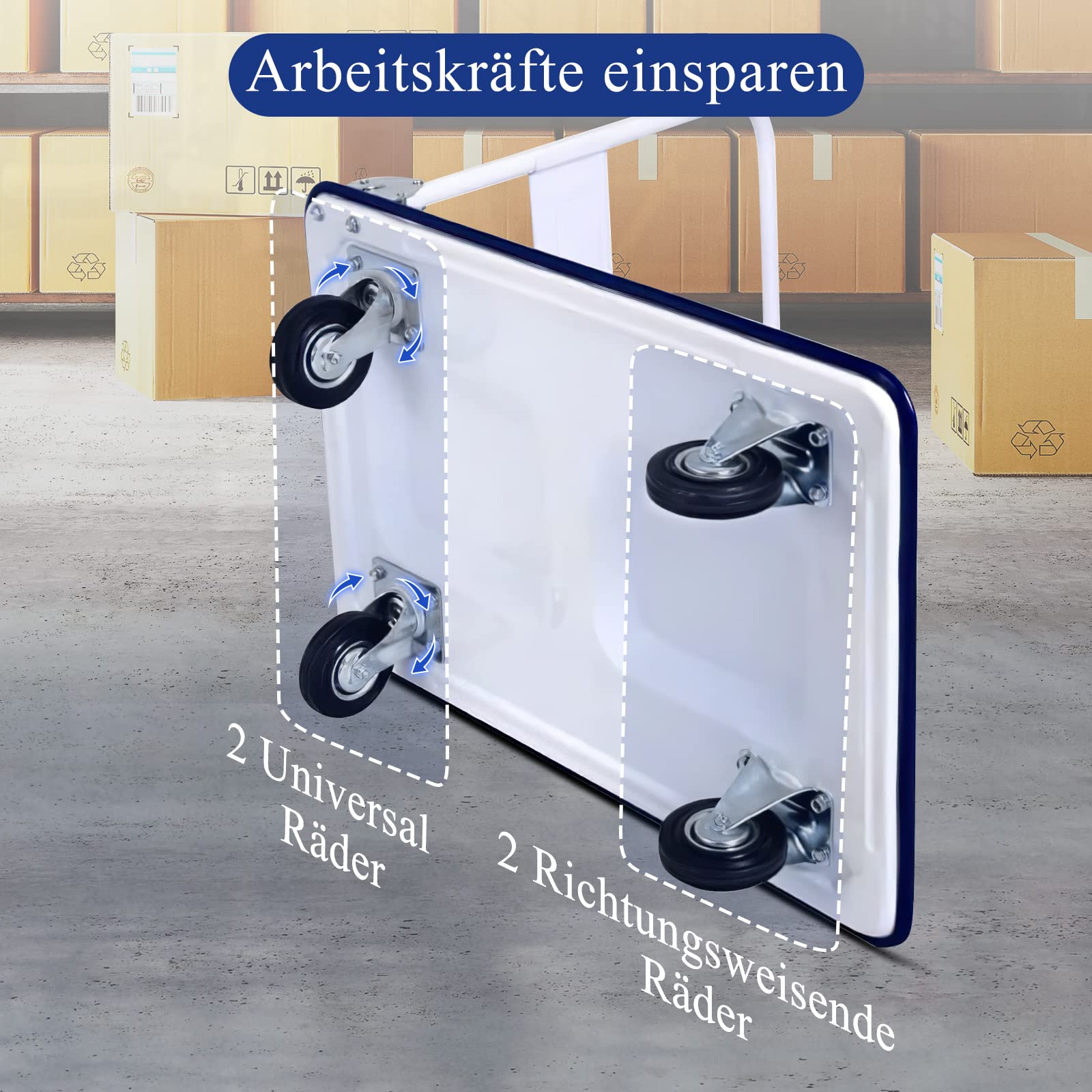GYMAX Carretilla de Transporte Plegable con Capacidad de hasta 300 kg, 90 x 60 cm, con Revestimiento Antideslizante, Carretilla de Metal, Carro de Plataforma para Casa, Jardín y Supermercado
