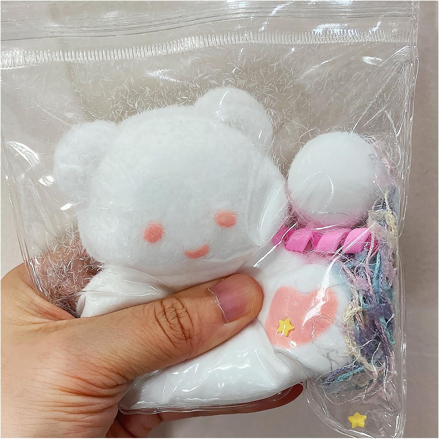 Taba Squishy Bear,fufu squishies,Silicone Toys,Stress Relieving Fur Ball OPP Packaging GiftsSquishy Fidget Toys for Anxiety&Relaxation,Perfect Desk Accessory for Adults (White Bear) image 4