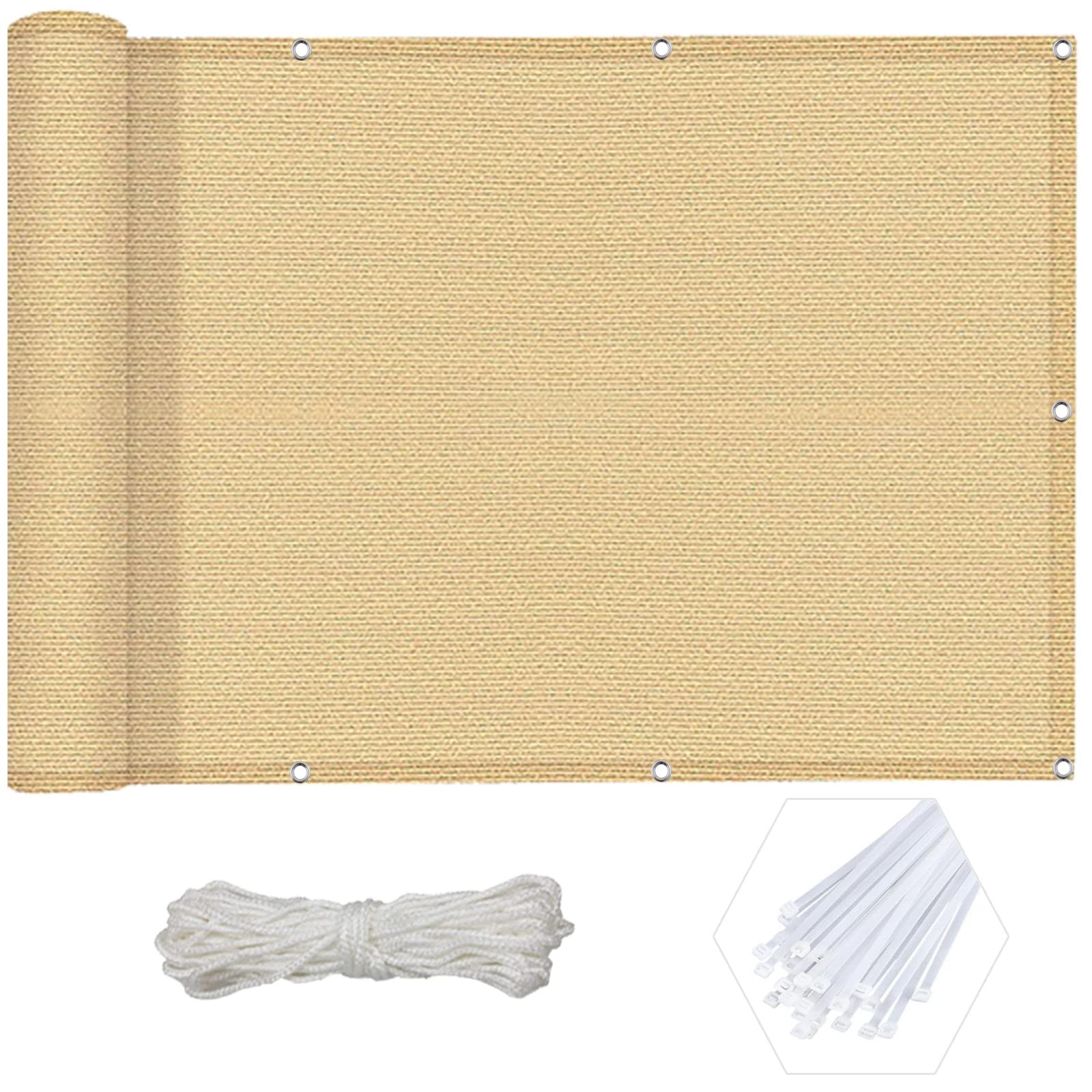 Brise vue occultant en tissu HDPE 220g m² jaune de 70 x 750 cm