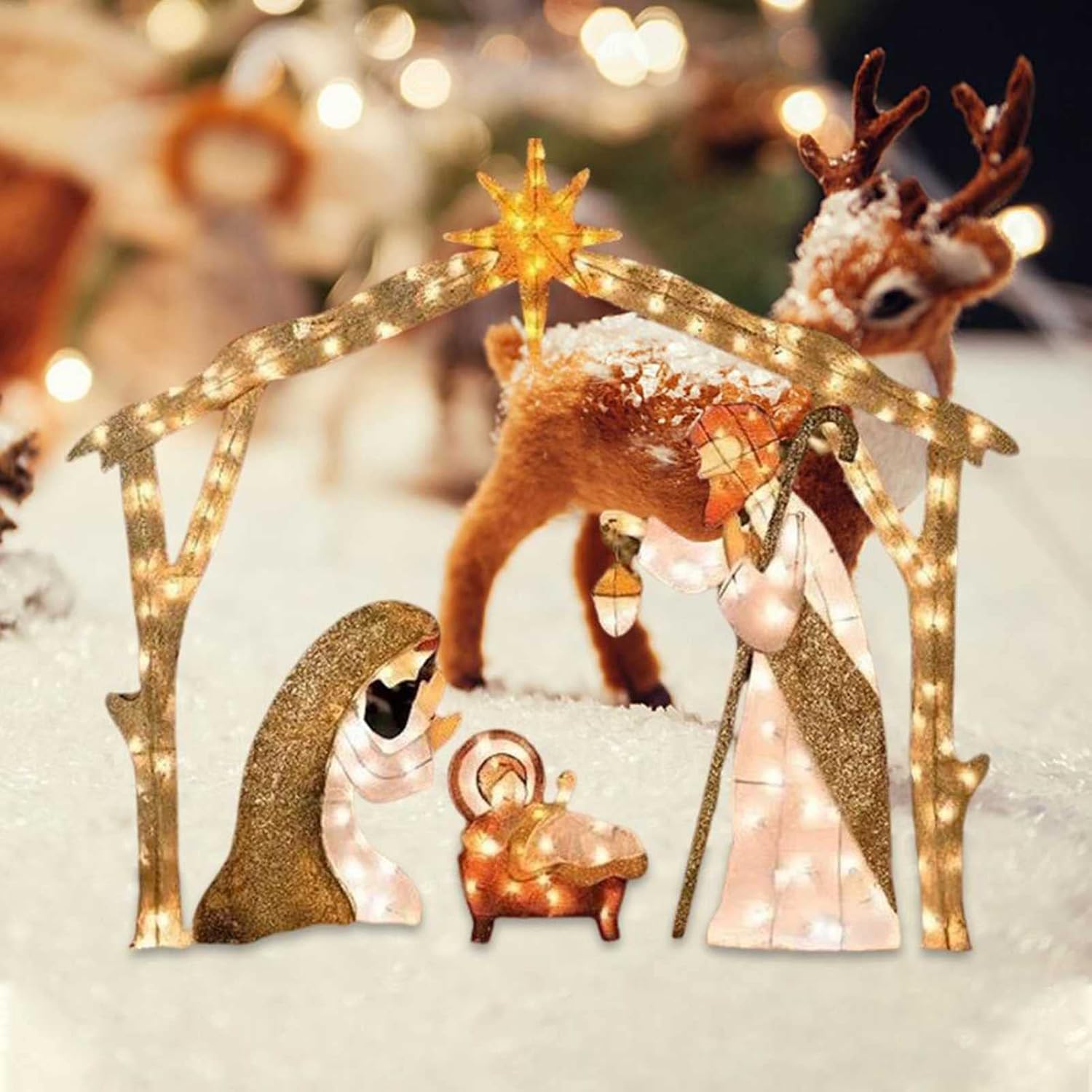 AGKRUNN Christmas Decoration Nativity Scene with Lights,Easter Decorations Lighted Decor Outdoor with Lights String,Garden Home Decoration : Patio, Lawn & Garden
