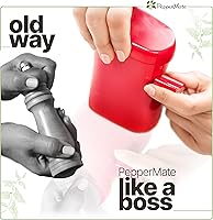 Vista 6 de Molinillo de pimienta tradicional PepperMate - Manual, molinillo de sal y pimienta de alta eficiencia - Molinillo de pimienta ajustable y de alta