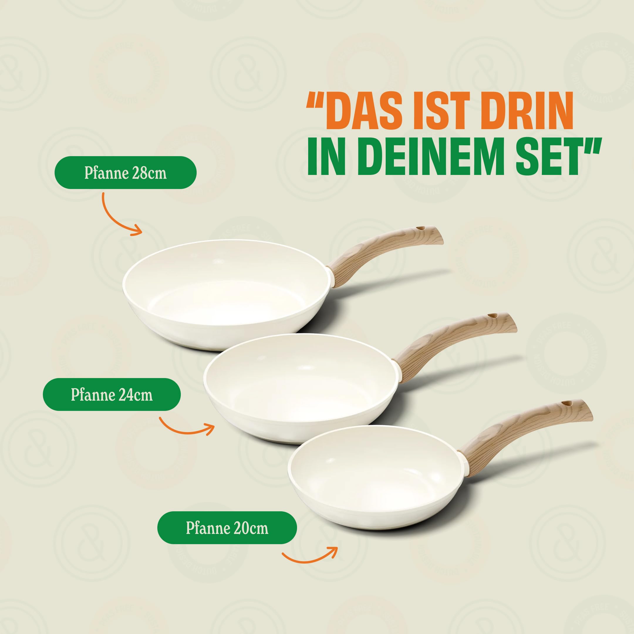 Cook&Pan Pfannenset Induktion - Keramikpfanne PFAS & Teflon frei - 3-teilig