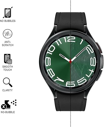 Miniatura 7 de SPGUARD Paquete de 4 Protector de pantalla para Samsung Galaxy Watch 6 Classic de 1.772 pulgadas, protector de pantalla de vidrio templado,