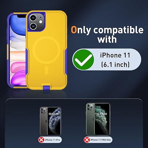 Miniatura 8 de Xmon Funda magnética para iPhone 11 compatible con MagSafe Protector de pantalla de vidrio templado con protector de lente de cámara Funda para