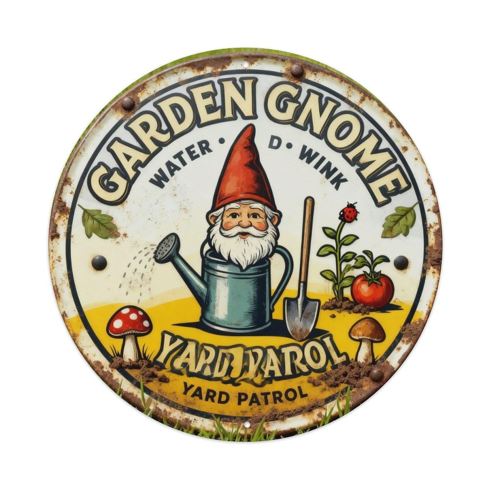 Garden Gnome Watch Sign Metal Tin Sign Plaque
