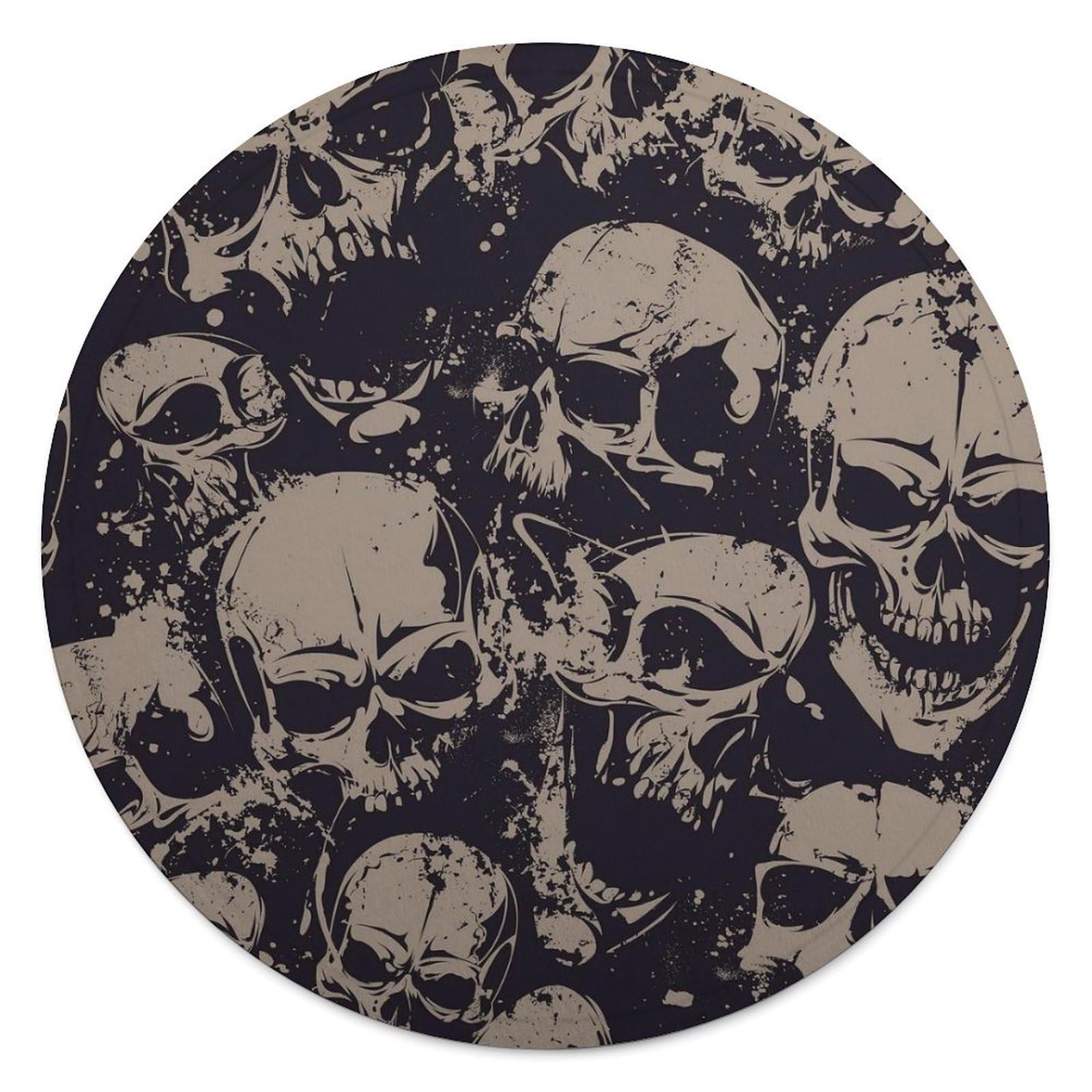 Couverture ronde en flanelle Many Skulls 140 cm pour canapé et camping