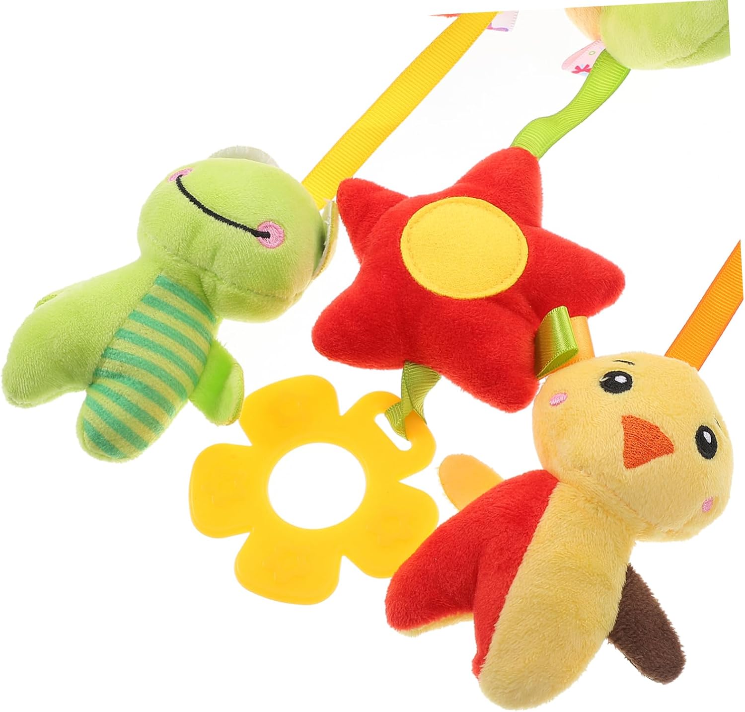 Soft Spiral Crib Toy for Newborns Sensory Development Hanging Doll with Tags for Stroller and Car Seat Safe Easy to Clean Versatile Comforting Toy