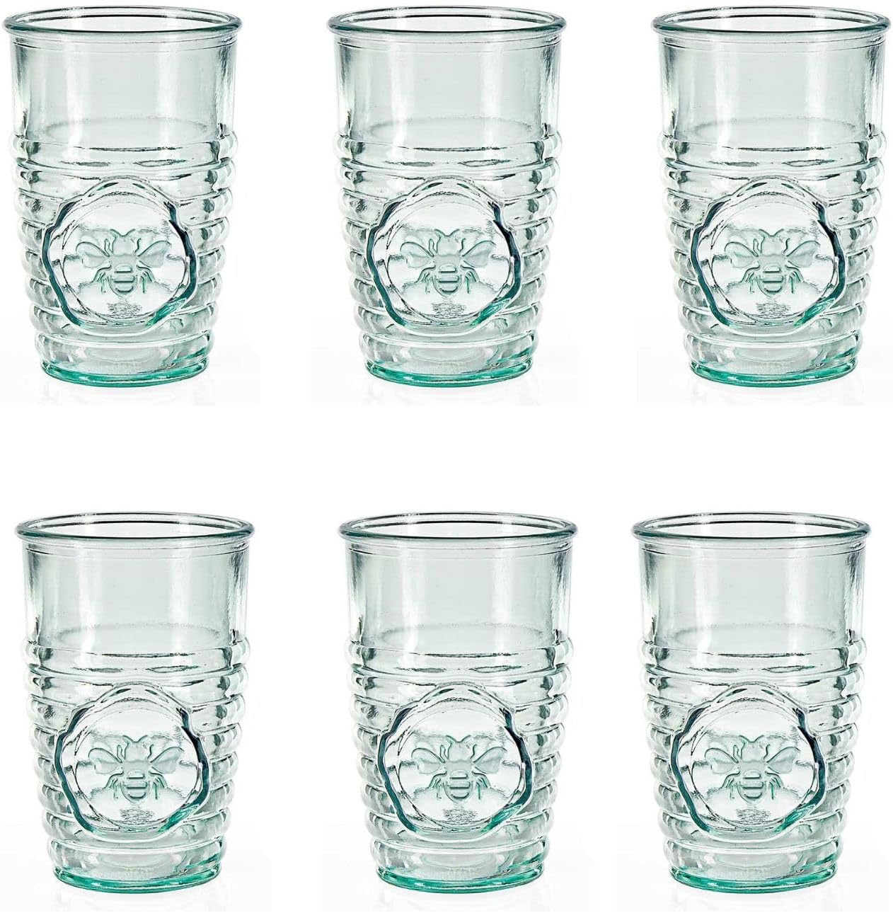Bee Glassware Set of 6 11oz Bee Cups Kitchen Glassware