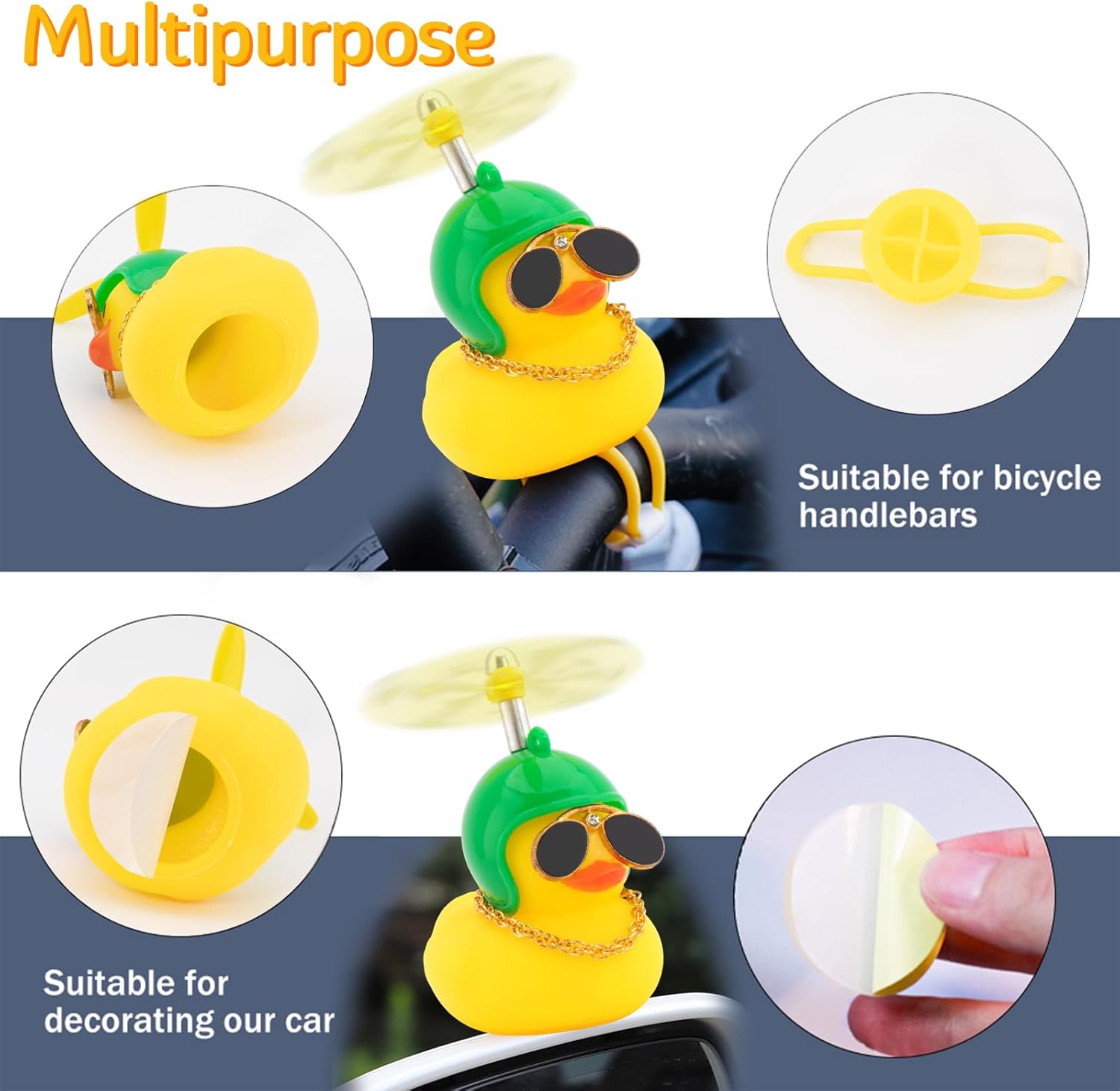 wonuu Bike Rubber Ducks with Helmet, for Car Dashboard Decoration Duck Motorcycle Bicycle Cycling Accessories NOT Squeak (Black)