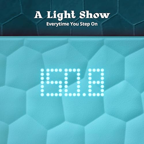 Miniatura 4 de Greater Goods Báscula de baño de diseño colorido cubierta de silicona antideslizante, pantalla LED oculta, precisión puntual, capacidad de 400 libras