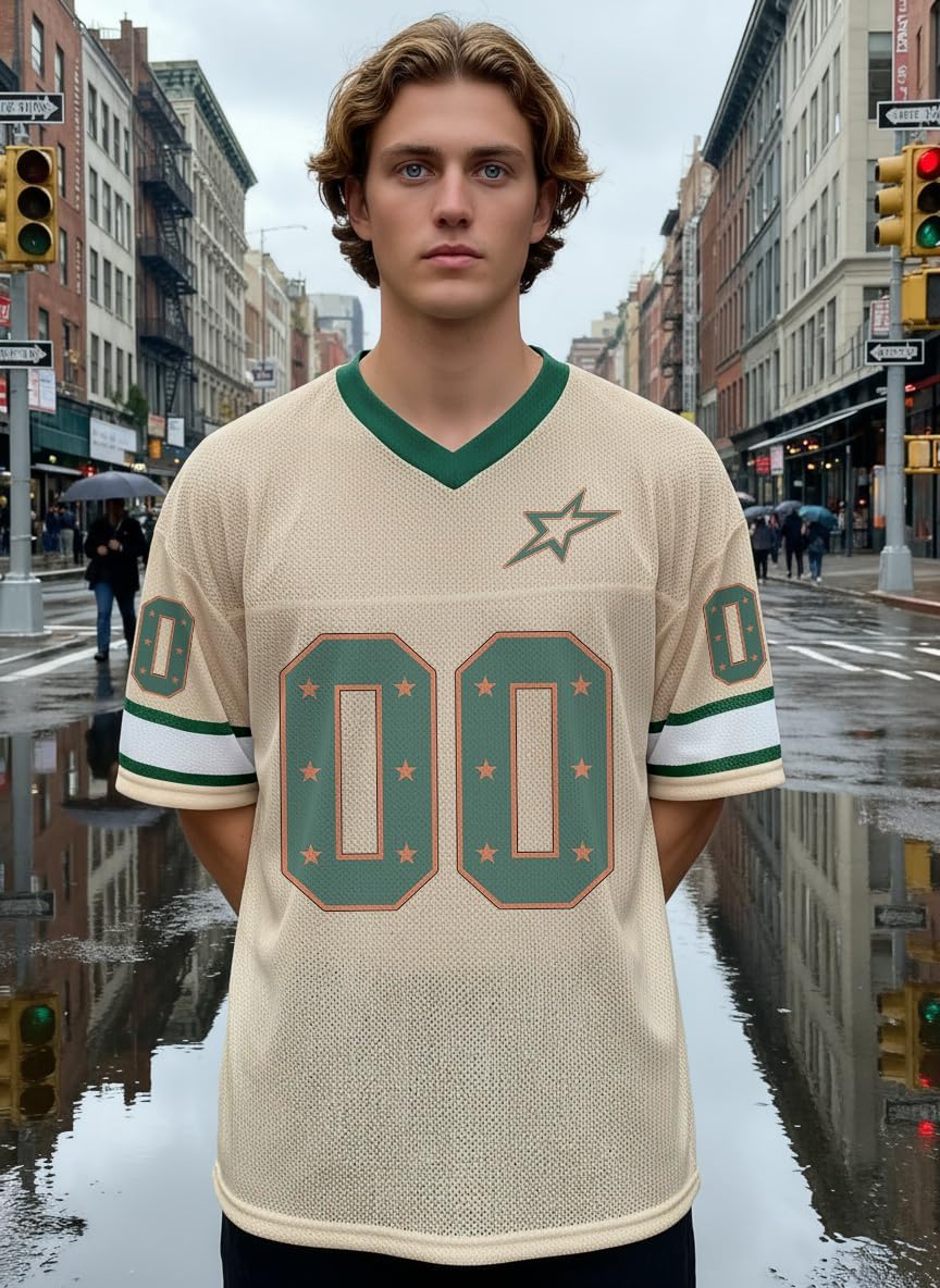 Jersey Shirts for Men Oversized Number Graphic Tees V Neck Y2k Jersey Vintage Streetwear Short Sleeves Tops - Image 2