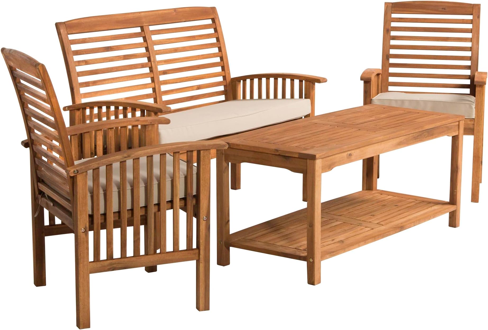 Walker Edison Rendezvous Modern 4 Piece Solid Acacia Wood