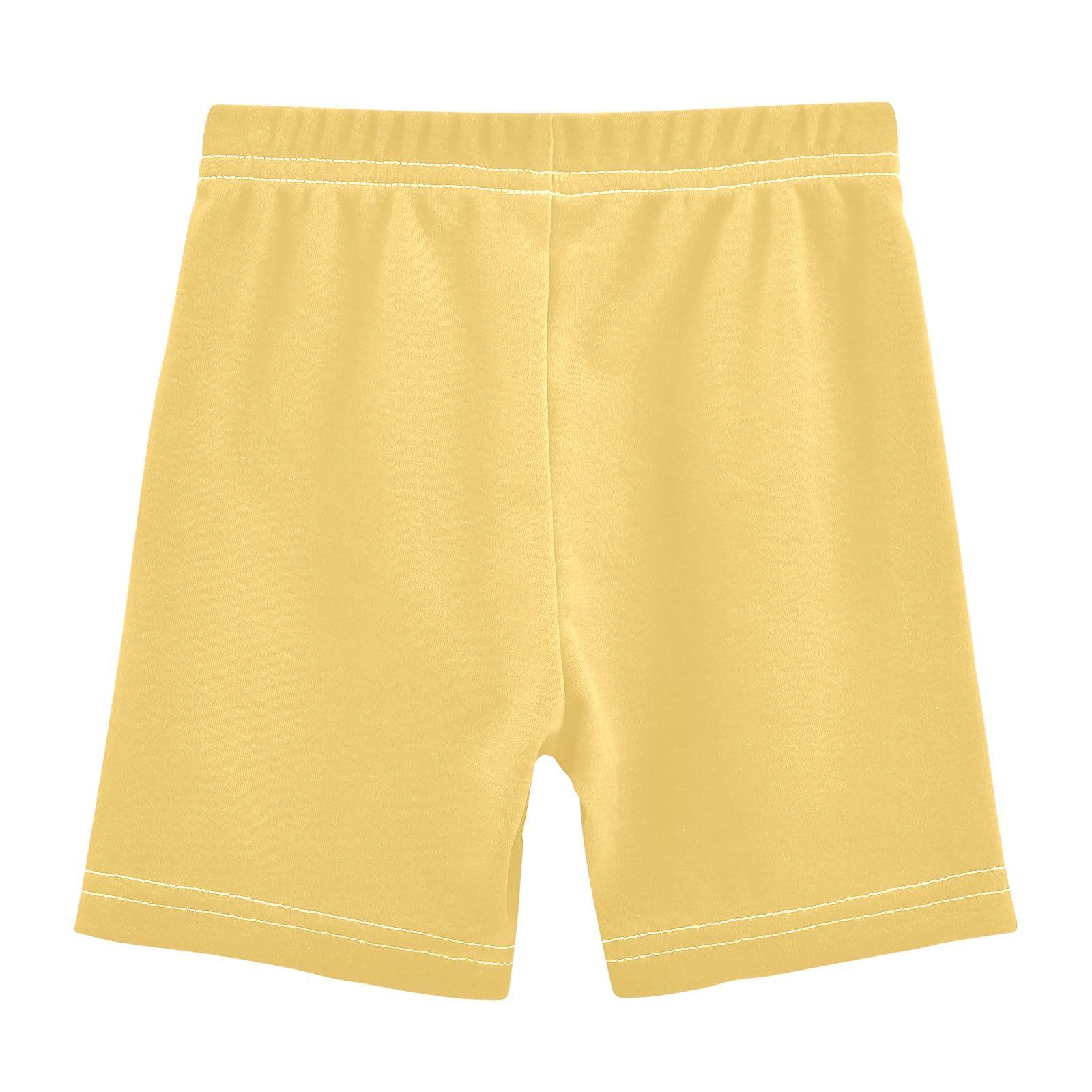 CHIFIGNO Yellow Girl's Bike Shorts Under Dress Cartwheel Shorts Cotton Dance Short Summer Clothes for Kids Size 8