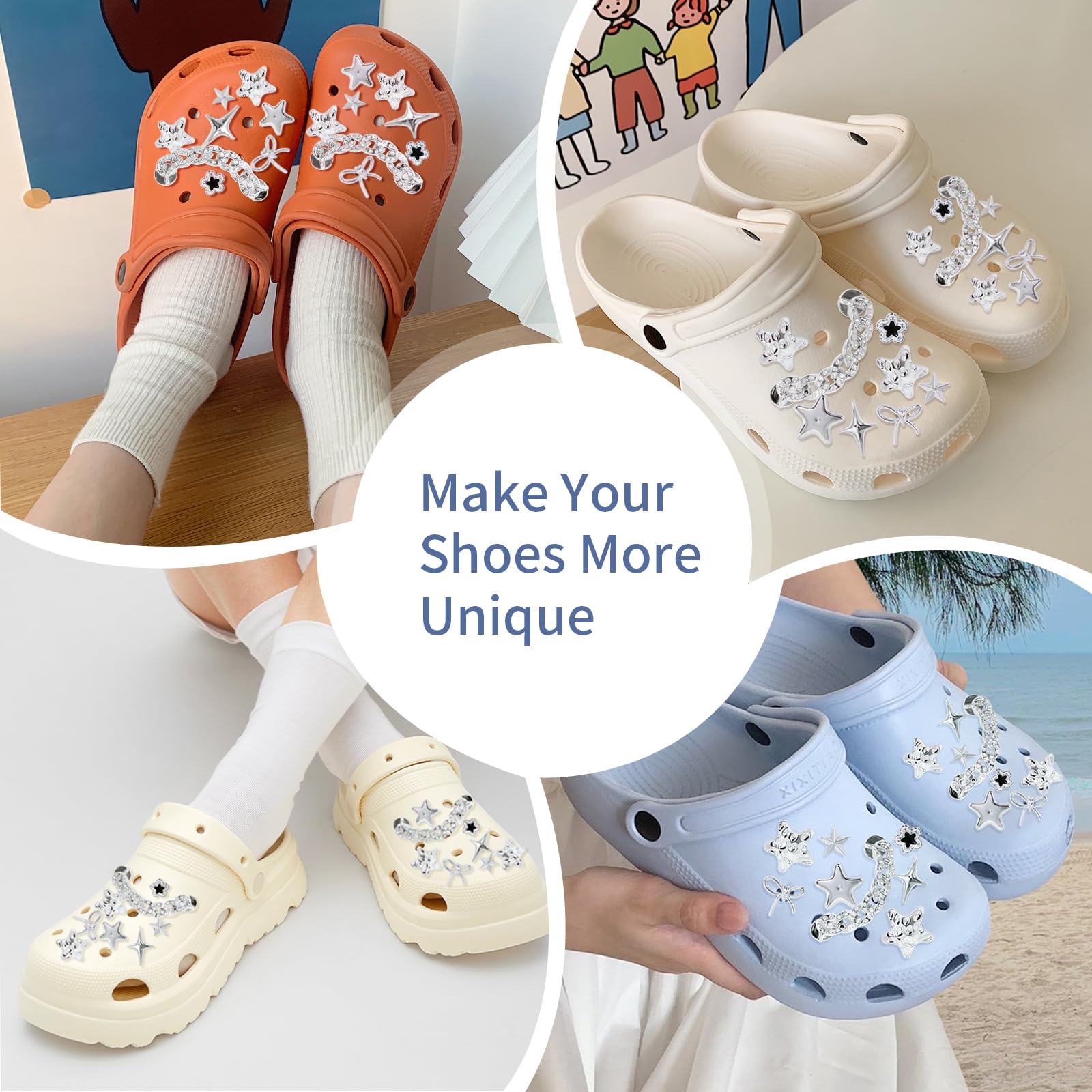 Schuh Charms, Süße Glitzernde Schuhanstecker Anstecke Set, DIY Schuhdekoration mit Strass, Schuh Anstecke Schuh Dekoration Zubehör für Mädchen Frauen Kinder