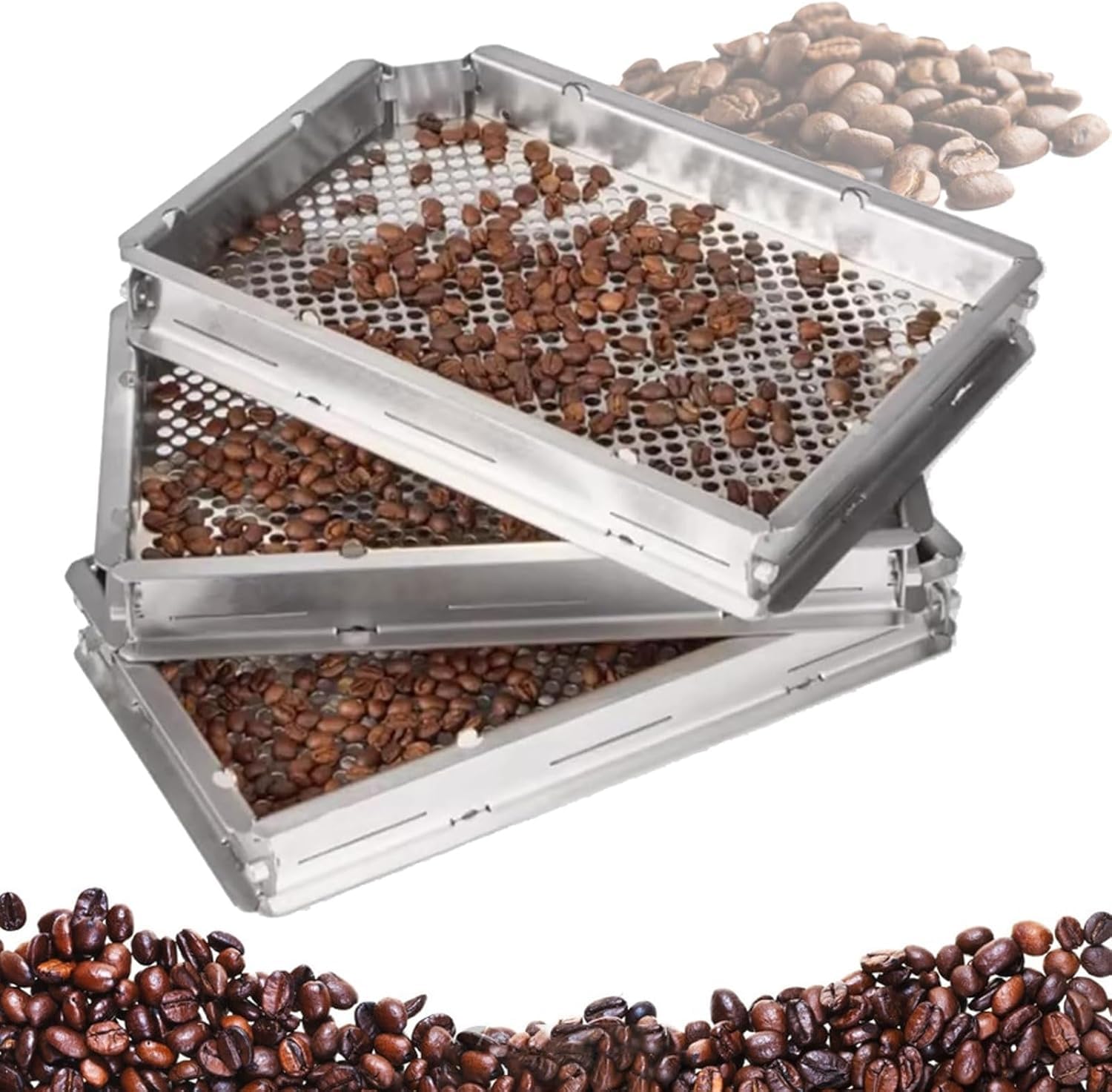 Tamiz de clasificación de granos de café, diseño apilable desmontable de 10 capas para tamizar con precisión, para cafeterías caseras, para un fácil transporte y organización. (granos crudos)