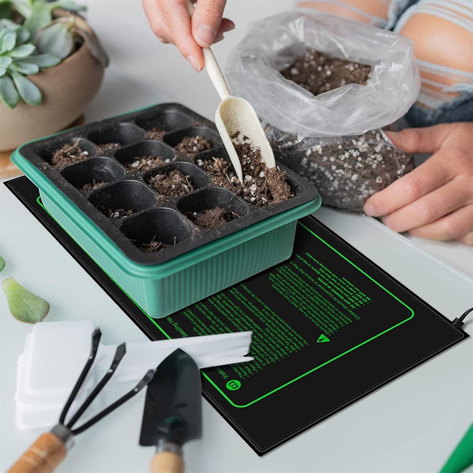 FAXIOAWA Tapis Chauffant pour semis avec Thermostat numérique, Coussin Chauffant étanche pour Le démarrage des graines de Germination hydroponique, contrôleur réglable,L