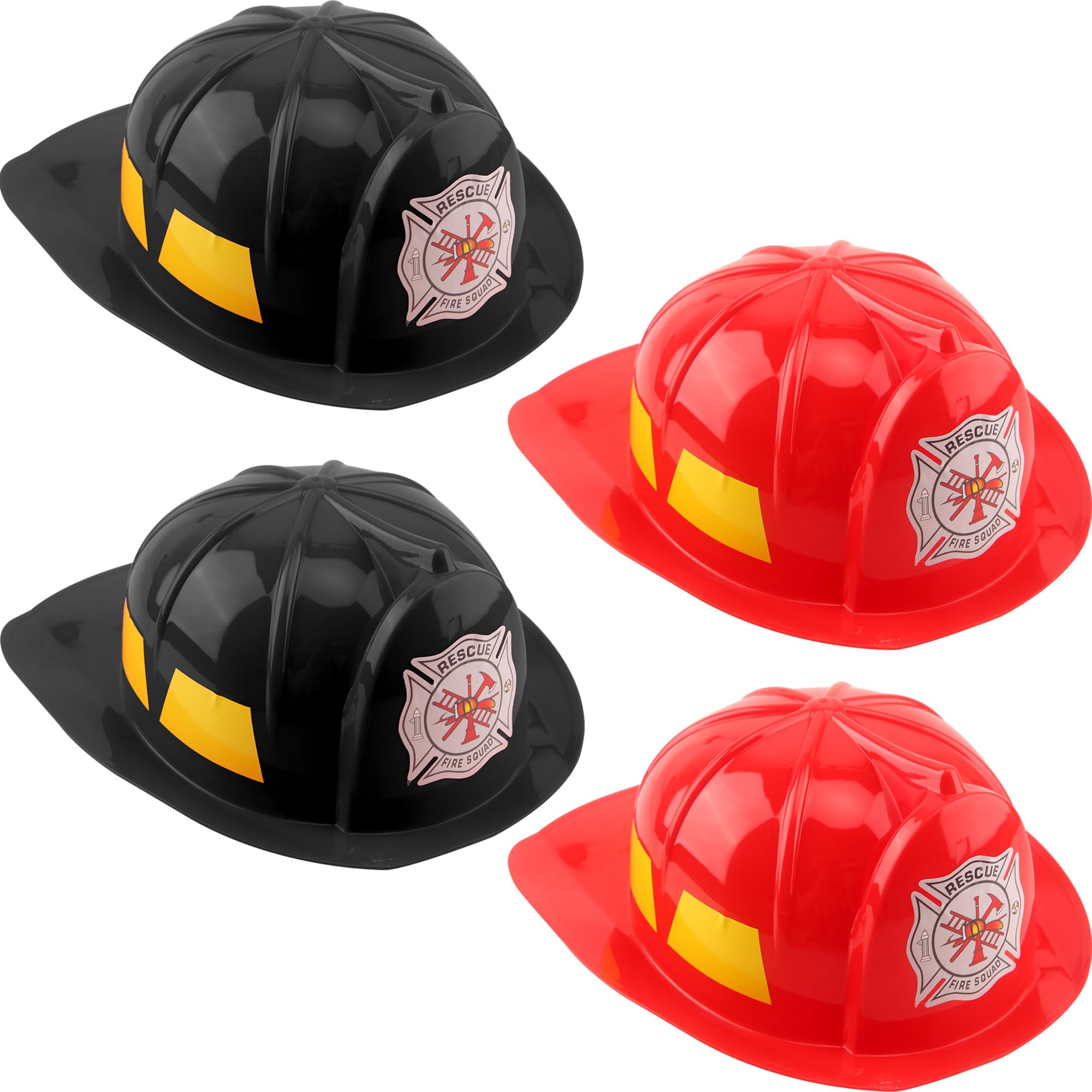 Restroma 4 Pack Plastic Firefighter Hat Firefighter Helmet Fire Helmet Hat for Kids Adult Halloween Cosplay Accessory