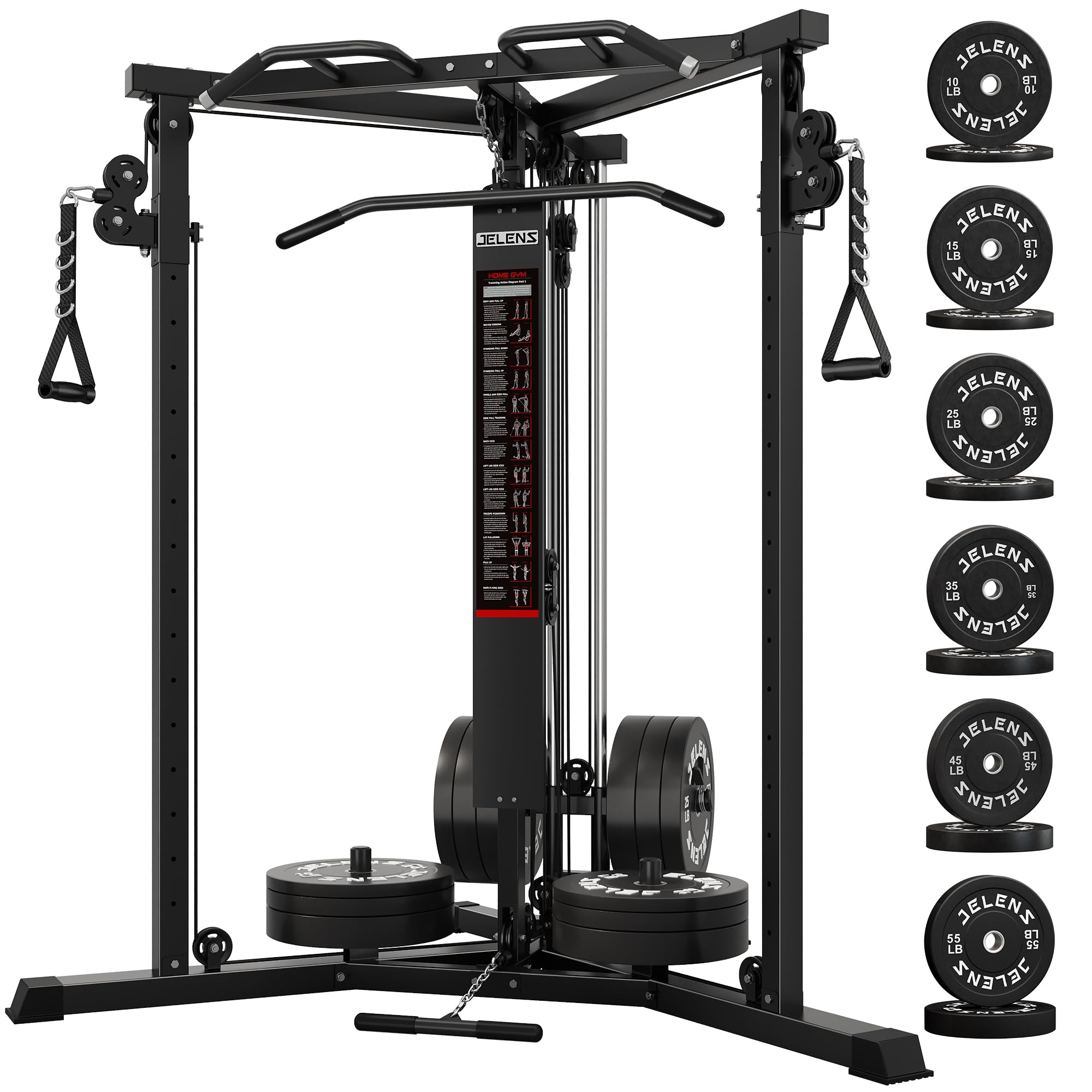 CC01 Cable Crossover Machine with High and Low Pulley System, Functional Trainer with Pull Up Bars and Optional Bundle, Cable Machine for Home Gym Power Workout