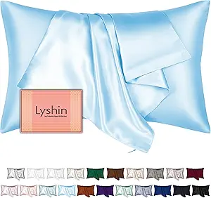 Mulberry Silk Pillow Cases King Size with Hidden Zipper, Ultra Smooth and Soft Breathable Cooling Silk Satin Pillowcase for Hair and Skin, Gifts for Women Men (Sky Blue, 20x36 Inches, 1 Pack)