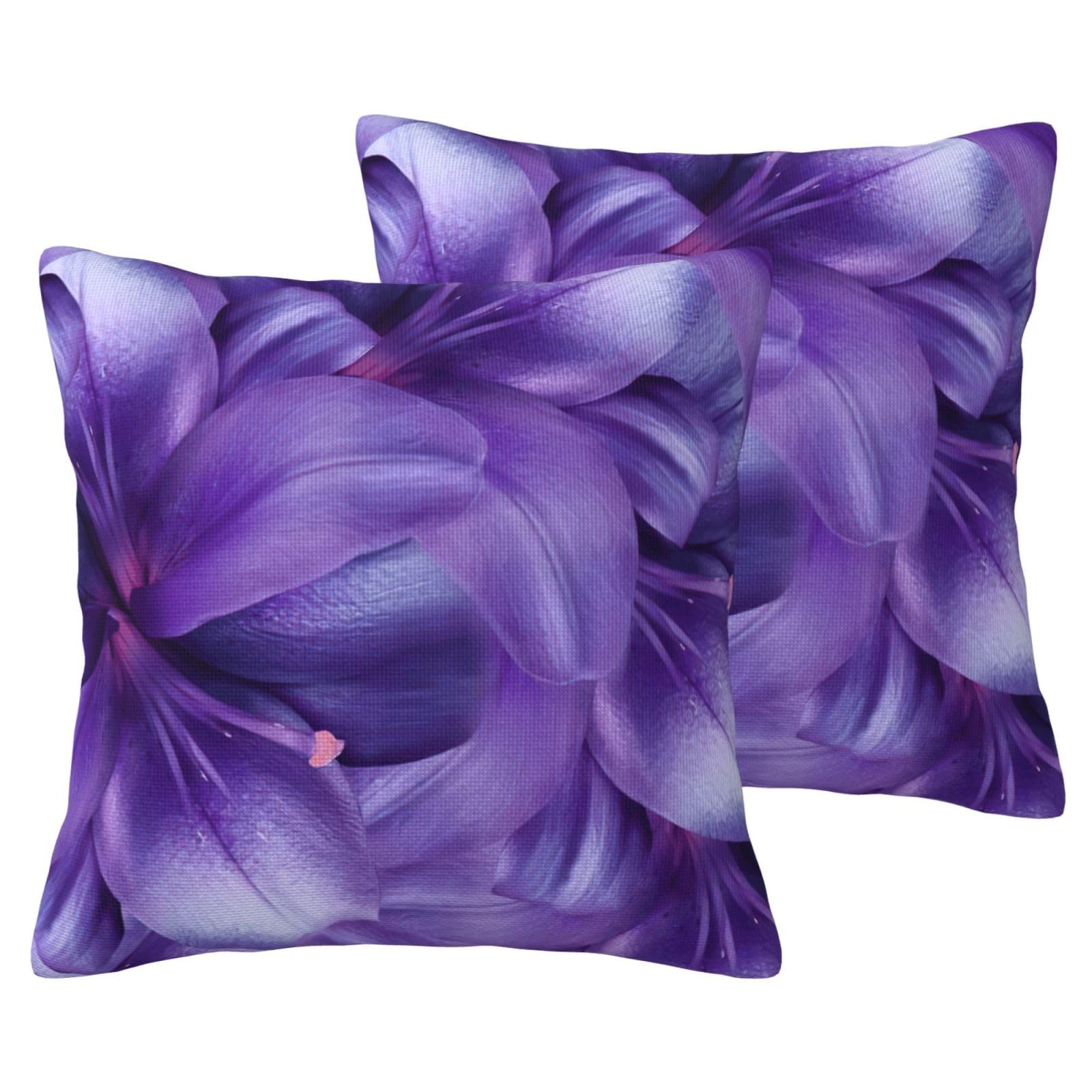 Housses de coussin pour canapé motif fleurs de lys violets EdWal lot de 2
