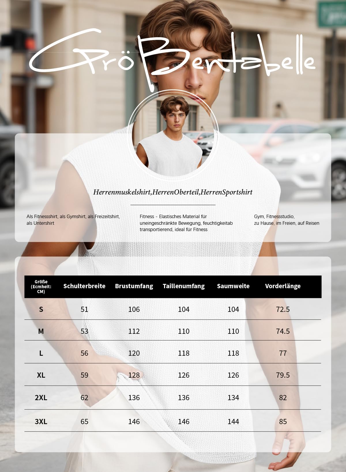 Tank Top Herren Texturiert Ärmellos Oversize Fitness Streetwear in vielen Farben und Größen